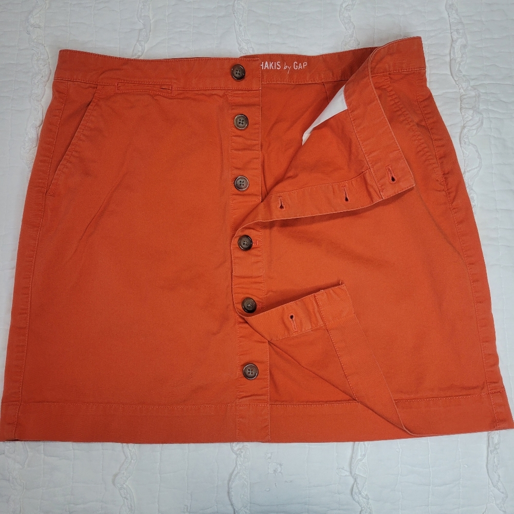 Gap Khakis Cotton Stretch Button Down Mini Skirt … - image 2